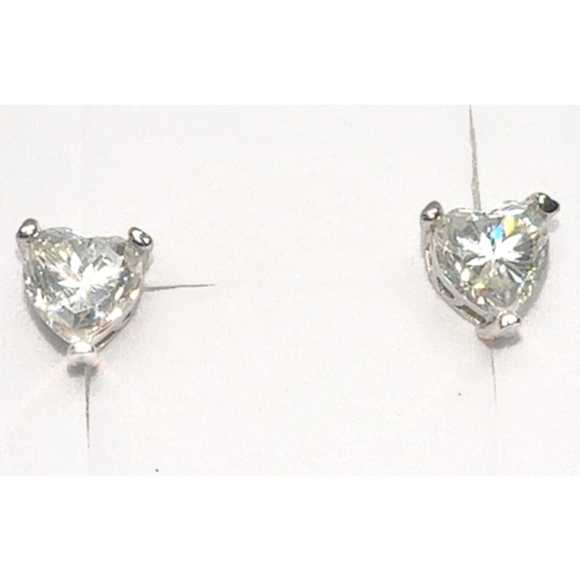 Moissanite Jewelry - Moissanite Heart Cut Stud Earrings 925 Silver GRA Certified